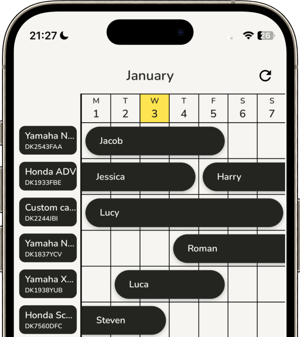 Flexbike digital calendar
